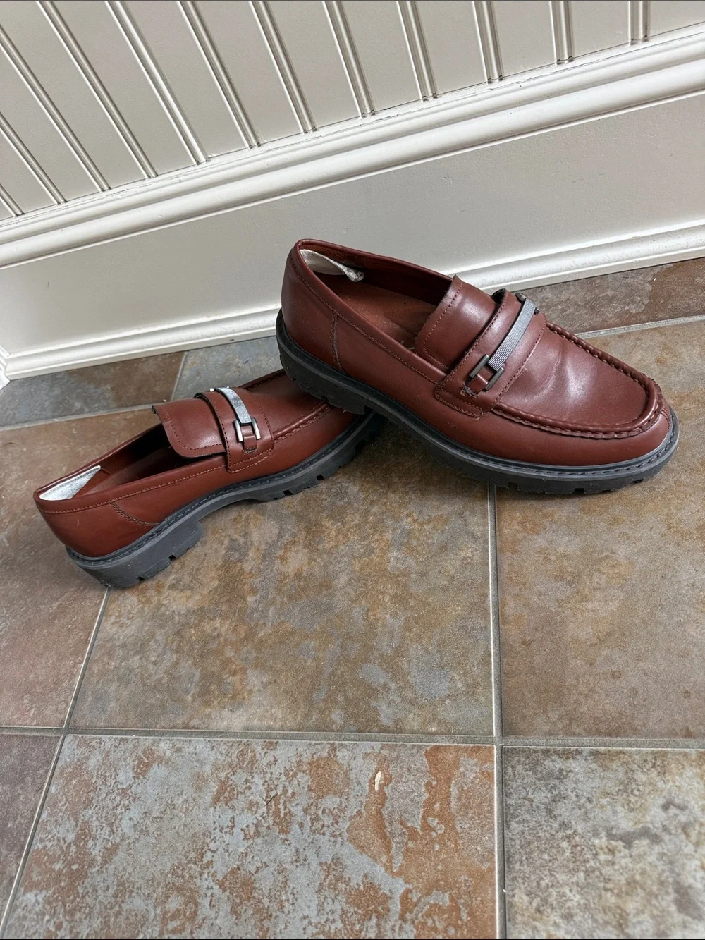 Calvin Klein Men's Chestnut Leather Bit Loafers